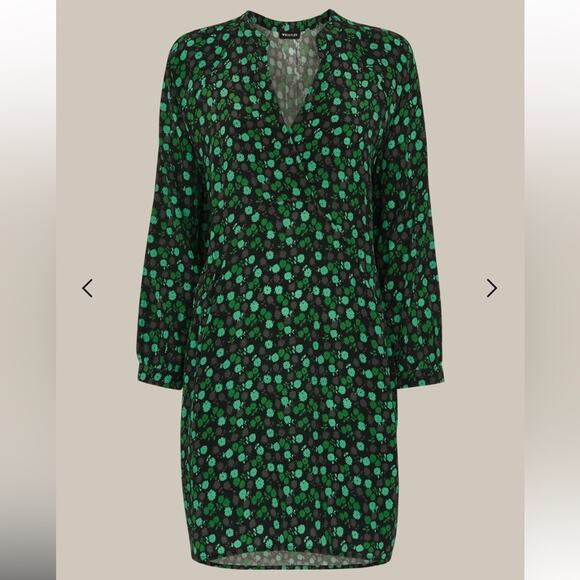 Whistles Green Winter Ditsy Sack Floral Pocket Relaxed Renewable Boho Dress S - Picture 11 of 14